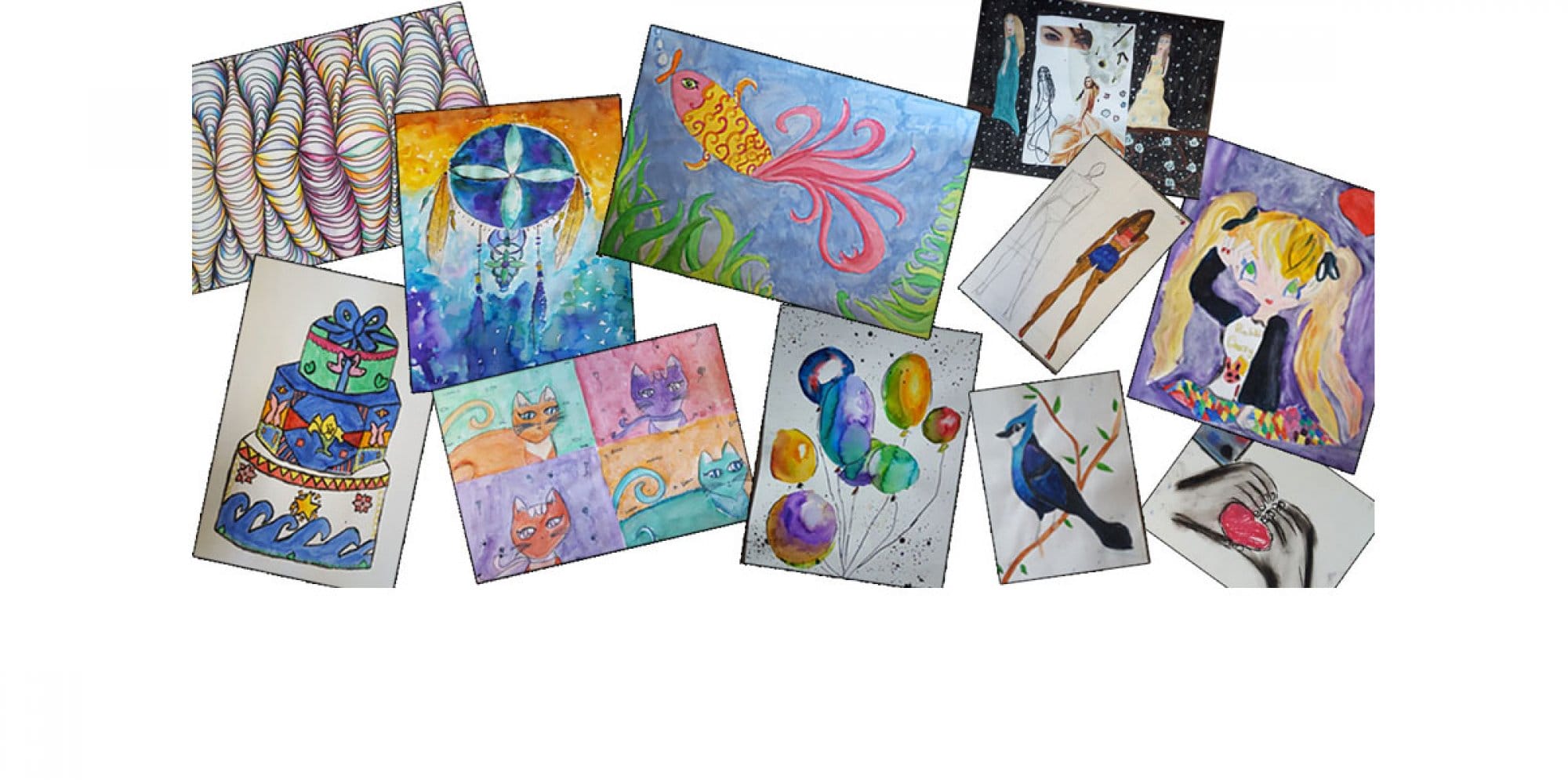 Selection of artwork taken from the childrens art classes
