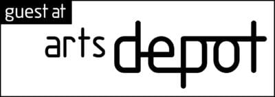 logo with black text on a white background reading guest at artsdepot