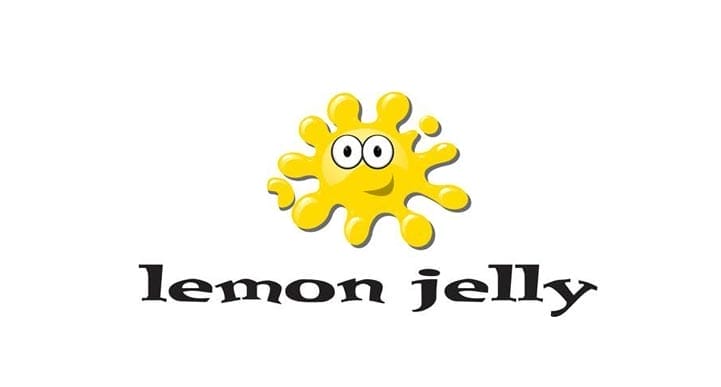 Smiley yellow splash with Lemon Jelly text underneath.