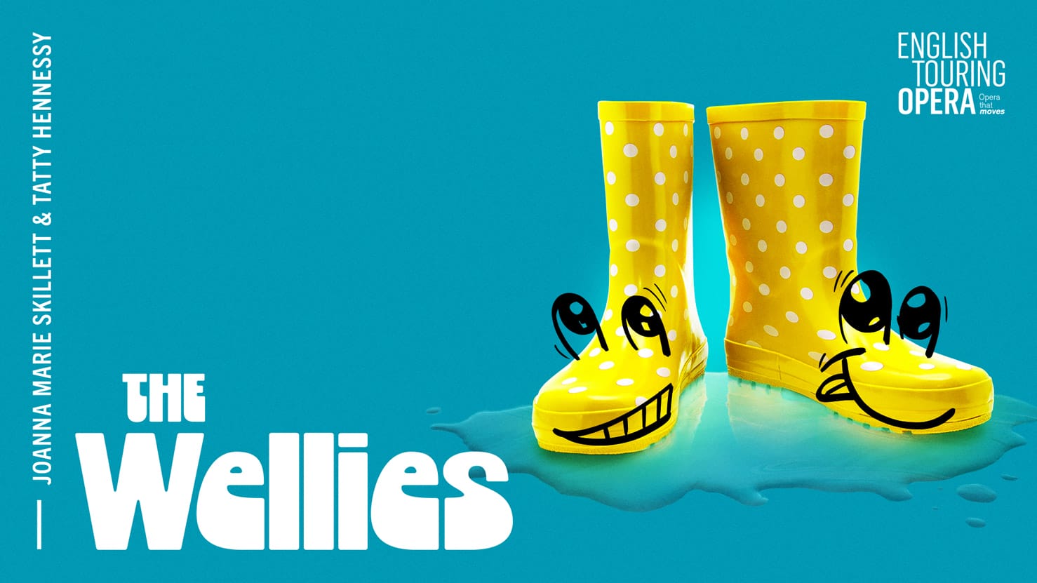 Image of yellow wellies with smiling face