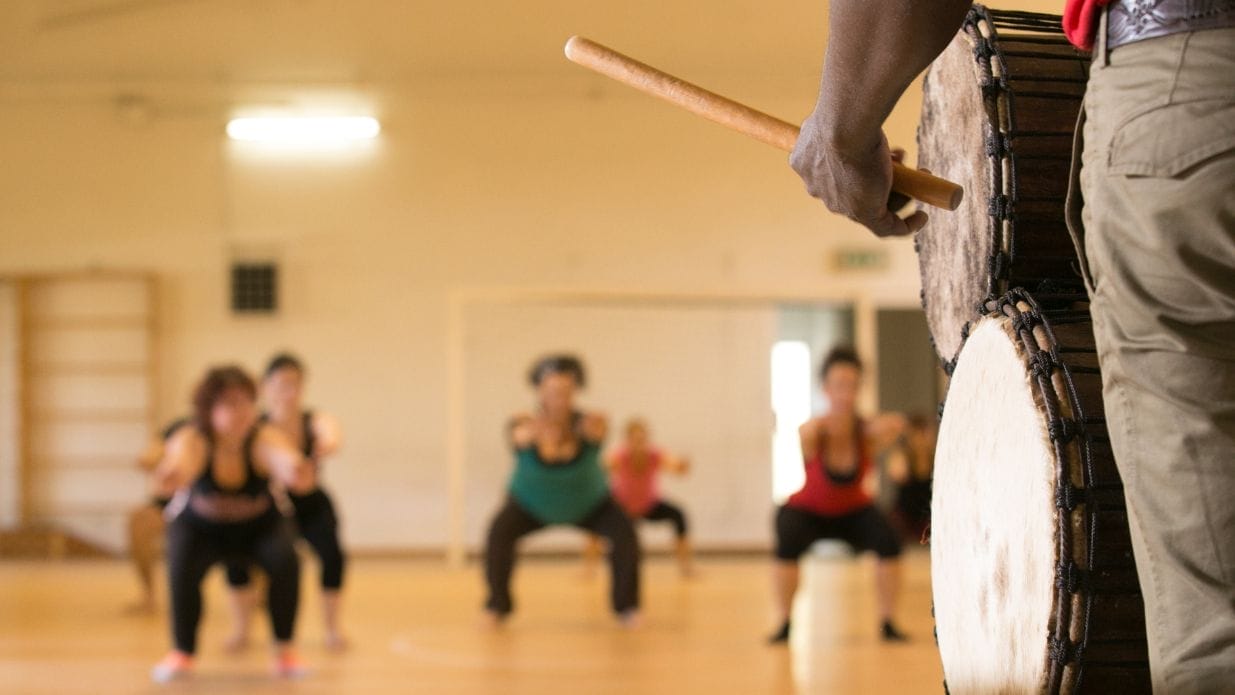 A group of people in a dance studio